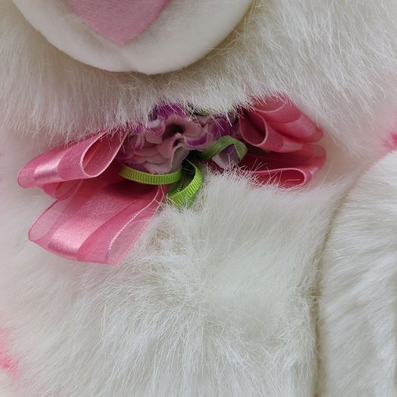 Dan Dee Pink Bunny Rabbit Plush Hoppy Hopster Embroidered Flowers 24 Inch - Picture 4 of 8